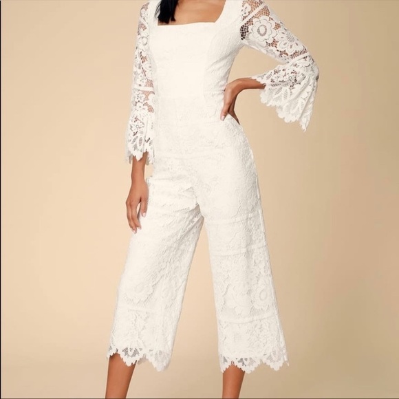 Lulus Pants - Lulu’s Lace Zip Back Jumpsuit Size Small
